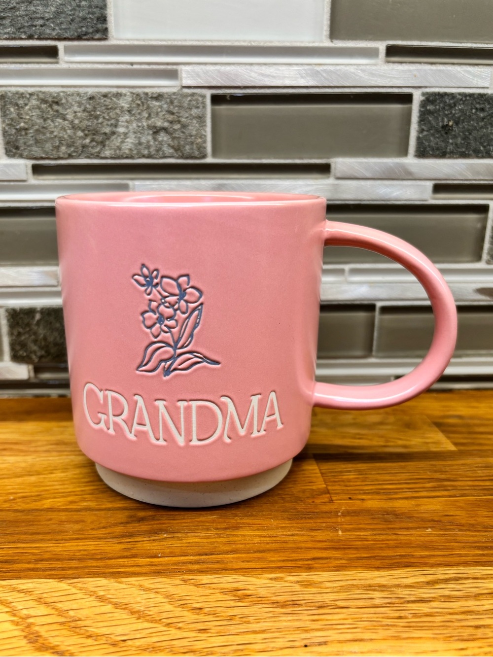 Hallmark Pink 'Grandma' Ceramic Mug with Floral Relief
